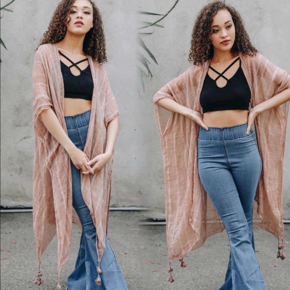 LAST 1 New Bohemian Striped Kimono Cardigan Beach Wrap - Picture 4 of 7
